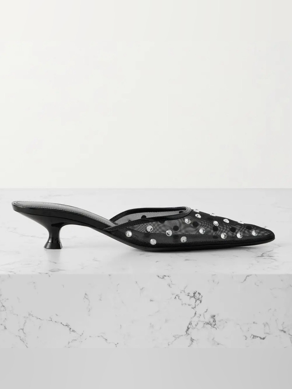 NEW KHAITE Minna 35 Crystal-Embellished Mesh Mules